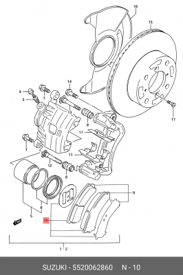 Комплект тормозных колодок, диско 5520062860 SUZUKI