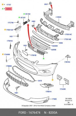 Решетка радиатора 1676474 FORD