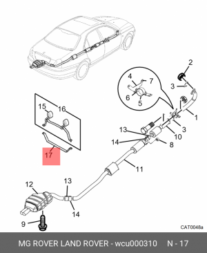 Кронштейн, система выпуска ОГ WCU000310 MG ROVER LAND ROVER