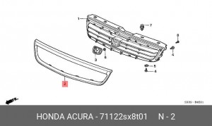 Молдинг решетки радиатора 71122SX8T01 HONDA