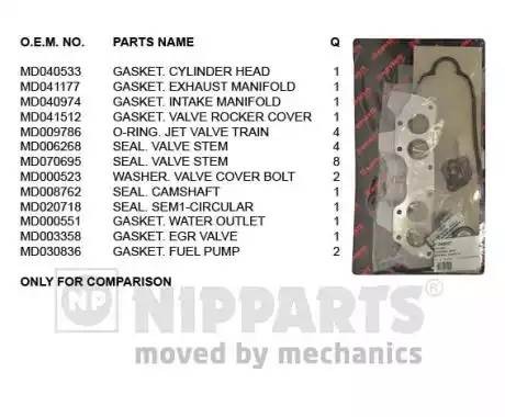 Комплект прокладок, головка цилиндра J1245027 H B JAKOPARTS NIPPARTS