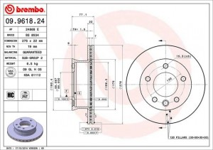 Тормозной диск 09.9618.24 BREMBO