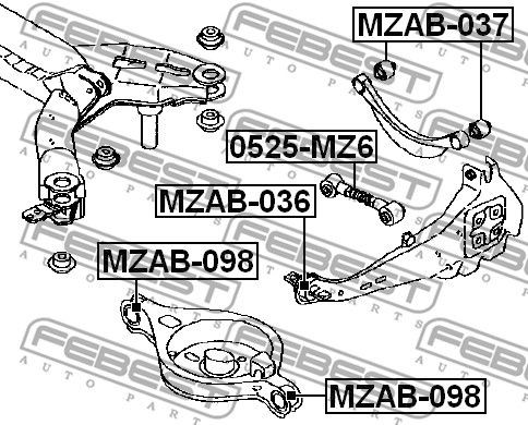 Сайлентблок MZAB036 FEBEST