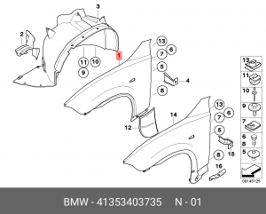 Крыло переднее 41 35 3 403 735 BMW