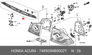 Накладка крышки багажника 74890SNB000ZY HONDA
