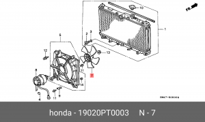 Вентилятор, охлаждение двигателя 19020PT0003 HONDA