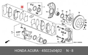 Комплект тормозных колодок, диско 45022-S04-J02 HONDA