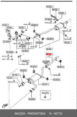 Выпускной трубопровод PN0540700A MAZDA