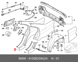 Крыло заднее 41 00 8 205 624 BMW