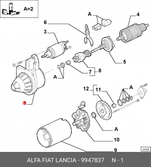 Подшипник со стороны привода, стартер 9947837 ALFA FIAT LANCIA