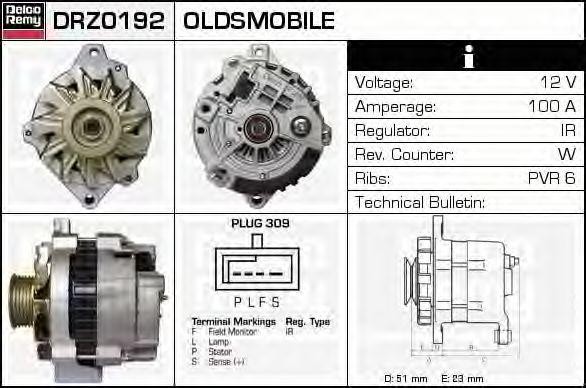 Генератор DRZ0192 DELCO REMY