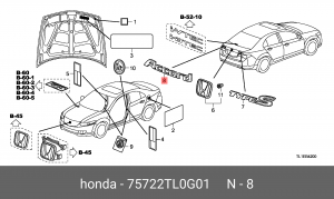 Эмблема 75722TL0G01 HONDA