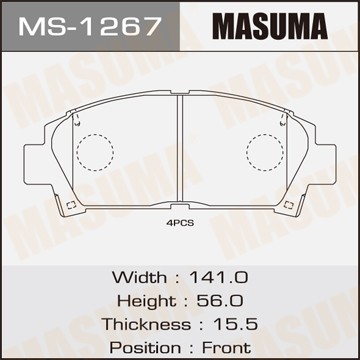 Колодки тормозные дисковые MS1267 MASUMA
