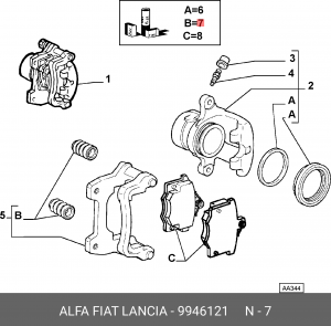 Ремкомплект, тормозной суппорт 9946121 ALFA FIAT LANCIA