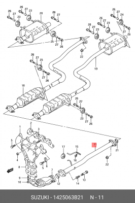 Выпускной трубопровод 14250-63B21 SUZUKI