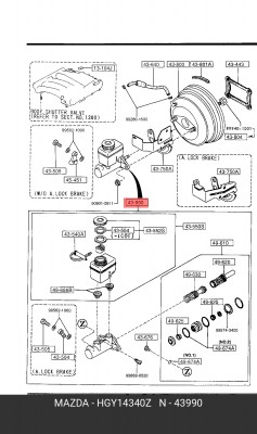 Главный тормозной цилиндр HGY1-43-40Z MAZDA