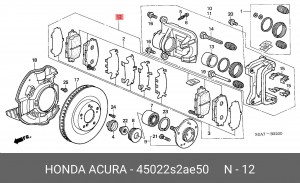 Комплект тормозных колодок, диско 45022S2AE50 HONDA