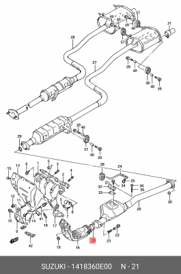 Уплотнительное кольцо, выпускной тр 14183-60E00 SUZUKI
