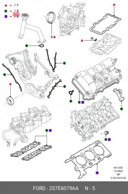 Комплект прокладок, головка цилиндра 2S7E-6079-AA FORD