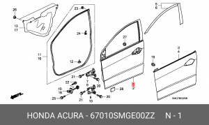 Дверь передняя 67010SMGE00ZZ HONDA