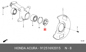 Уплотняющее кольцо, ступица колеса 91251692015 HONDA