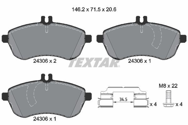 Комплект тормозных колодок, диско 2430603 TEXTAR