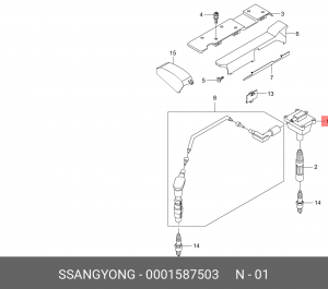Катушка зажигания 0001587503 SSANG YONG