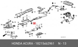 Кронштейн, система выпуска ОГ 18215SB2961 HONDA
