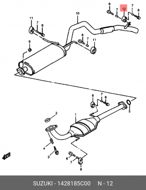 Кронштейн, система выпуска ОГ 14281-85C00 SUZUKI