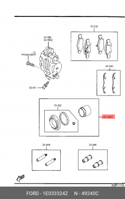 Комплект прокладок, корпус скобы тормоза 1E033324Z MAZDA