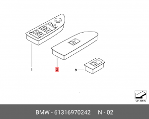 Кнопка управления стеклоподъемником 61 31 6 970 242 BMW