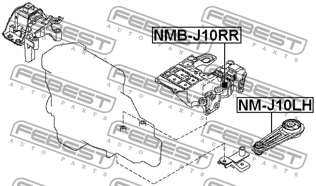 Опора коробки передач NM-J10LH FEBEST