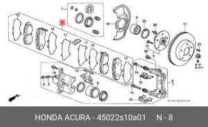 Комплект тормозных колодок, диско 45022-S10-A01 HONDA