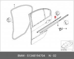 Уплотнитель стекла двери 51 34 8 194 704 BMW