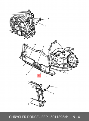Конденсатор, кондиционер 5011 395AB CHRYSLER