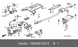 Глушитель выхлопных газов конечный 18030S1AE12 HONDA