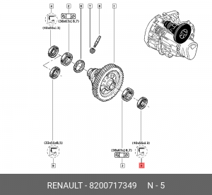 Сальник дифференциала 82 00 717 349 RENAULT