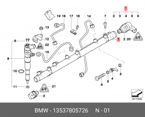 Распределительный трубопровод, топливо 13 53 7 805 726 BMW