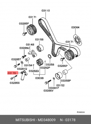 Натяжитель ремня, клиновой зубча MD348009 MITSUBISHI