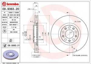 Тормозной диск 09.9363.20 BREMBO