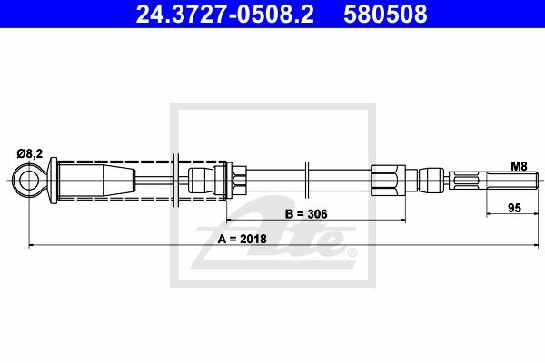 Трос, стояночная тормозная система 24.3727-0508.2 ATE