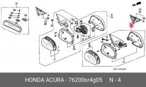 Наружное зеркало 76200SR4G05 HONDA