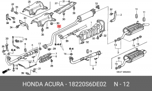 Средний глушитель выхлопных газов 18220S6DE02 HONDA