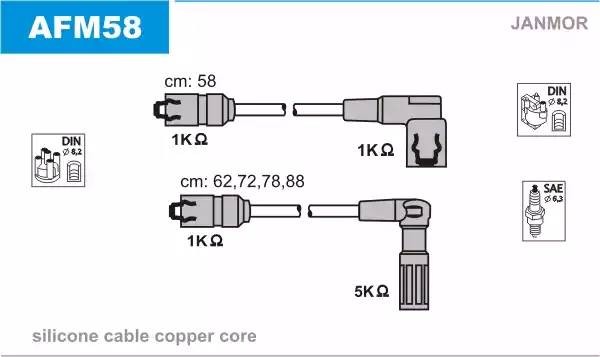 Ккомплект проводов зажигания AFM58 JANMOR