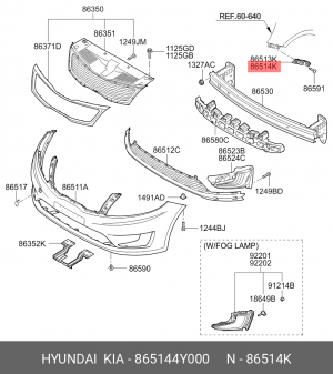 Кронштейн крепления бампера 865144Y000 HYUNDAI KIA