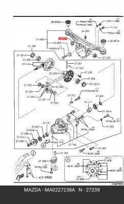 Уплотняющее кольцо, дифференциал MA02-27-238A MAZDA