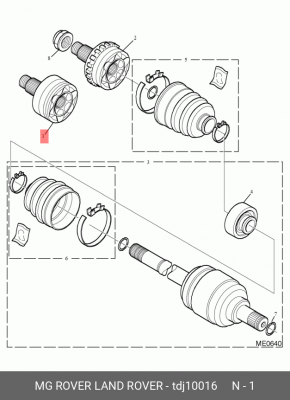 Шарнирный комплект, приводной вал TDJ10016 MG ROVER LAND ROVER