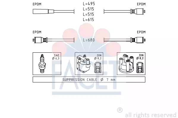 Ккомплект проводов зажигания 4.8511 FACET