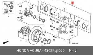 Колодки тормозные дисковые 43022SJF000 HONDA
