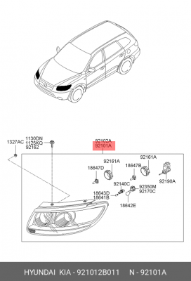 Фара головного света 921012B011 HYUNDAI KIA